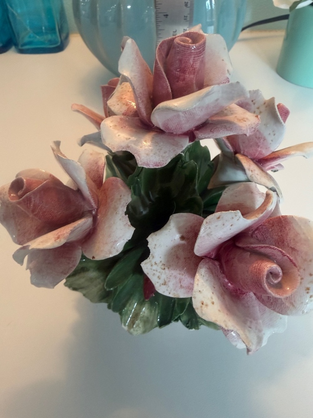 Pink Ceramic Floral Sculpture by - Picture 3 of 4
